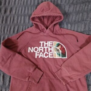 The North Face Womens XS Pink Pullover Hoodie Graphic Logo Sweatshirt